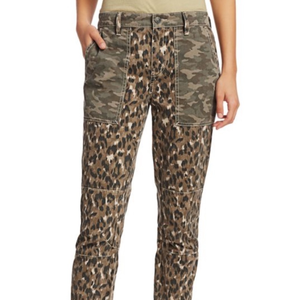 Current/Elliott The Clean Weslan Leopard Camo Print Slim Leg Size 27